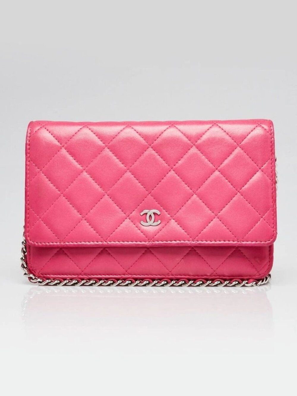 Chanel Pink Quilted Lambskin Leather Classic WOC Clutch Bag